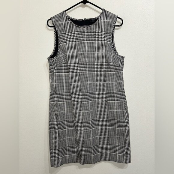 Theory Black and White Houndstooth “Adraya” Mini Sheath Dress